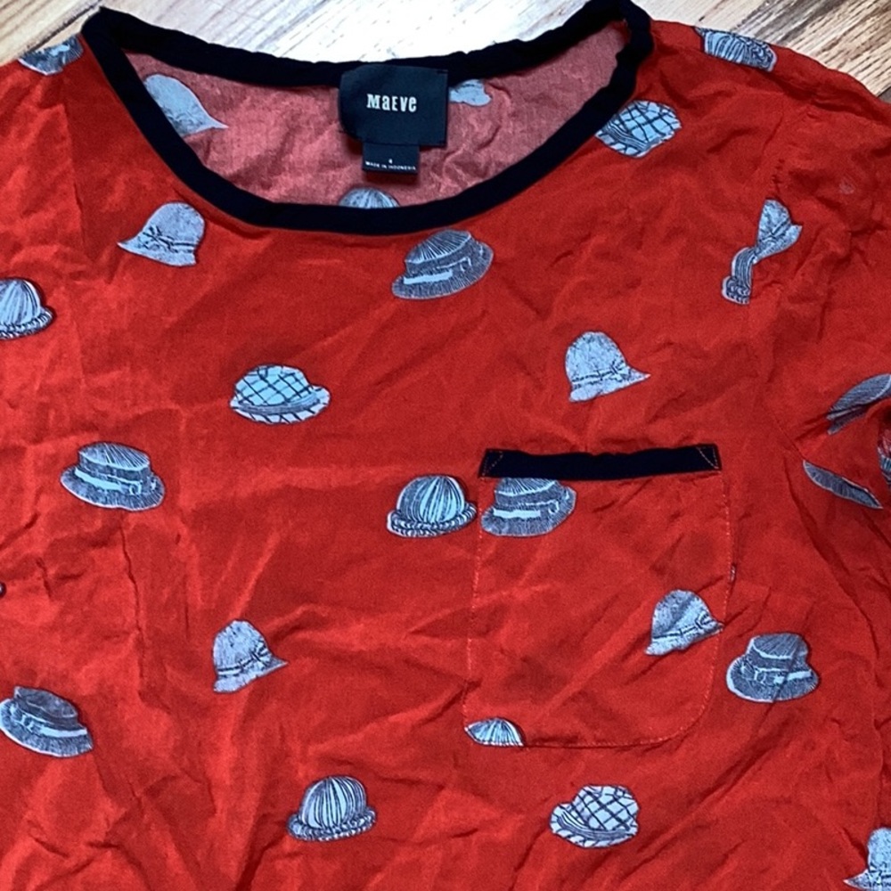 Maeve Anthropologie Printmaker Hat novelty top size 4 - Picture 4 of 9